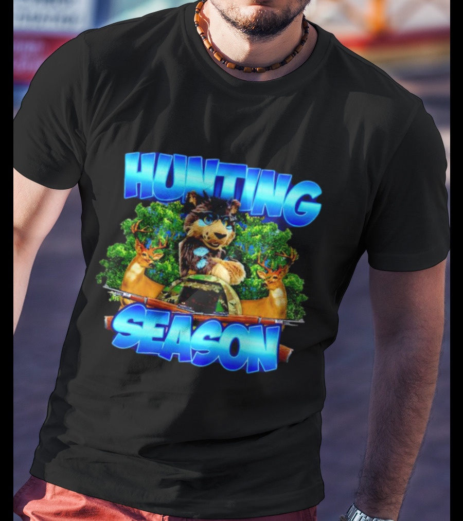 Hunting Season Wolf And Deer Forest Scene T-Shirt