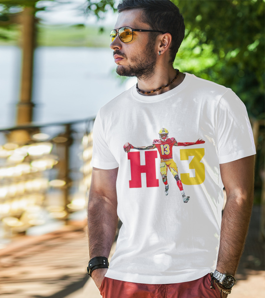 Maurice Alexander HT3 Football Player In Red And Yellow Uniform With Football T-Shirt