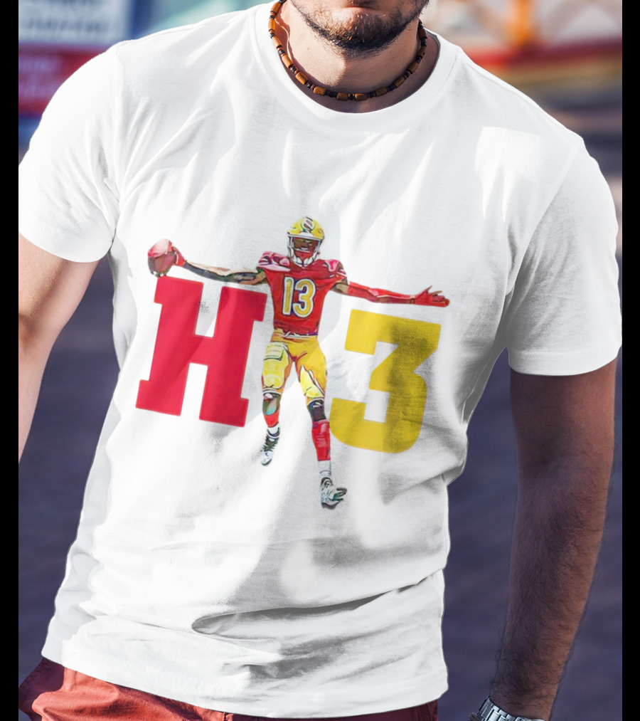 Maurice Alexander HT3 Football Player In Red And Yellow Uniform With Football T-Shirt