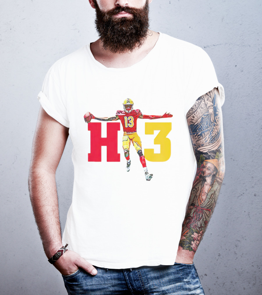 Maurice Alexander HT3 Football Player In Red And Yellow Uniform With Football T-Shirt