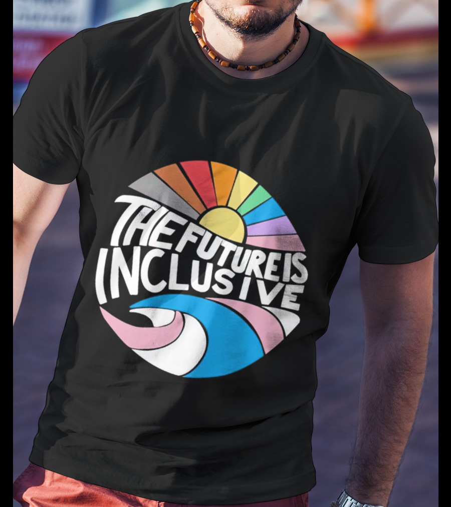 The Future Is Inclusive Rainbow Pride Wave Sunburst T-Shirt