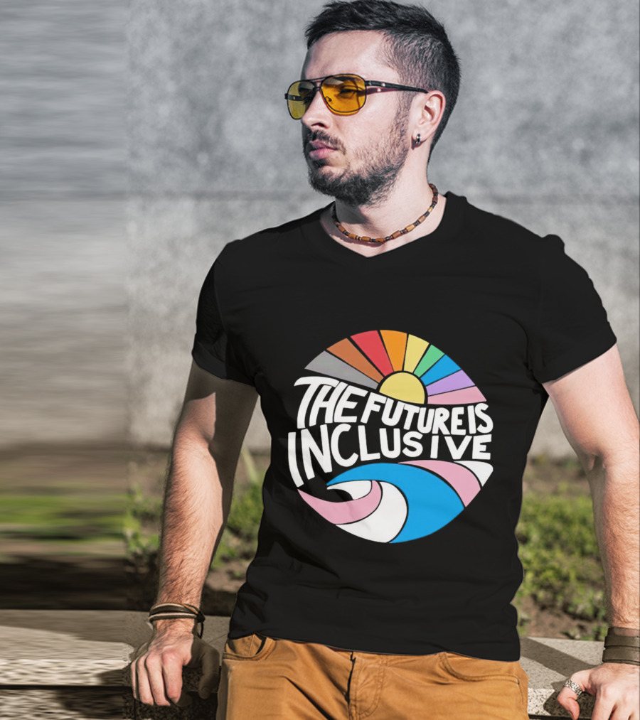 The Future Is Inclusive Rainbow Pride Wave Sunburst T-Shirt