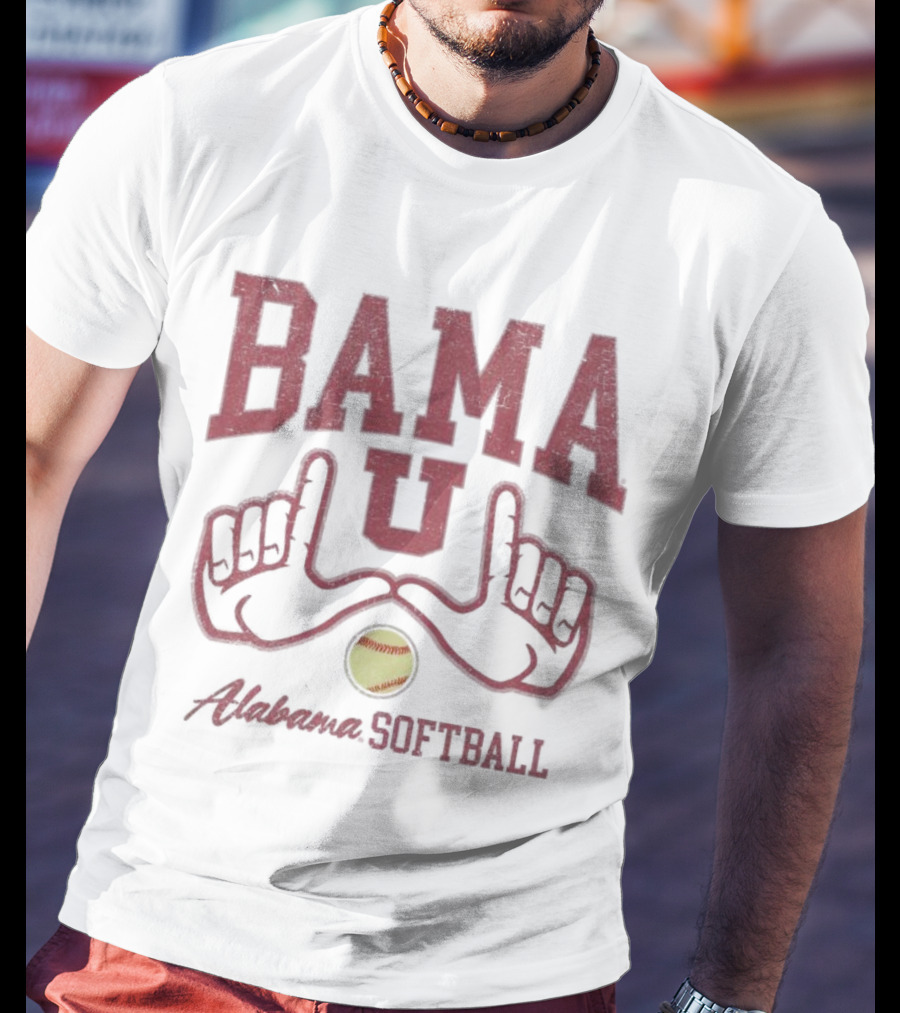 Bama U Alabama Softball Hands With Yellow Softball T-Shirt