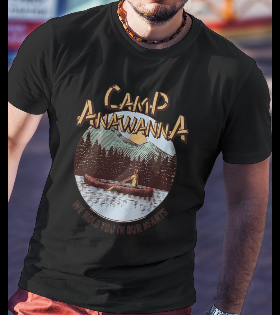 Camp Anawanna We Hold You In Our Hearts Canoe Mountain Sunset Lake Scene T-Shirt