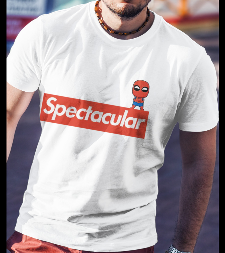Spectacular Spider-Man Comic Look With Iconic Red Block T-Shirt