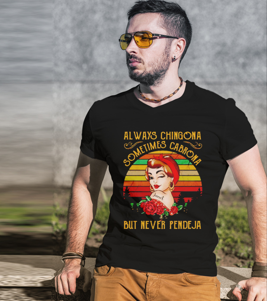 Always Chingona Sometimes Cabrona But Never Pendeja Vintage Retro Bandana Roses T-Shirt