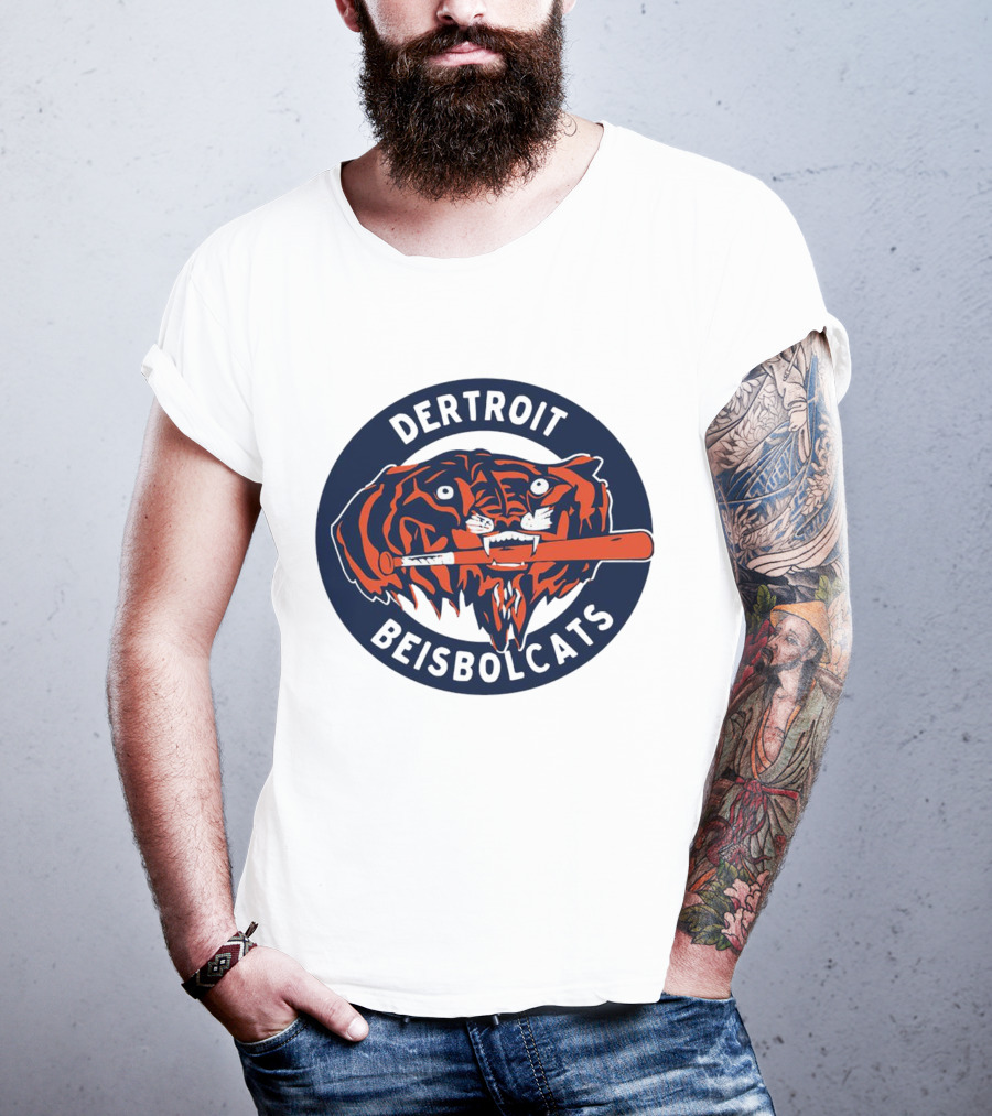 Dertroit Beisbolcats Tiger Logo With Baseball Bat T-Shirt