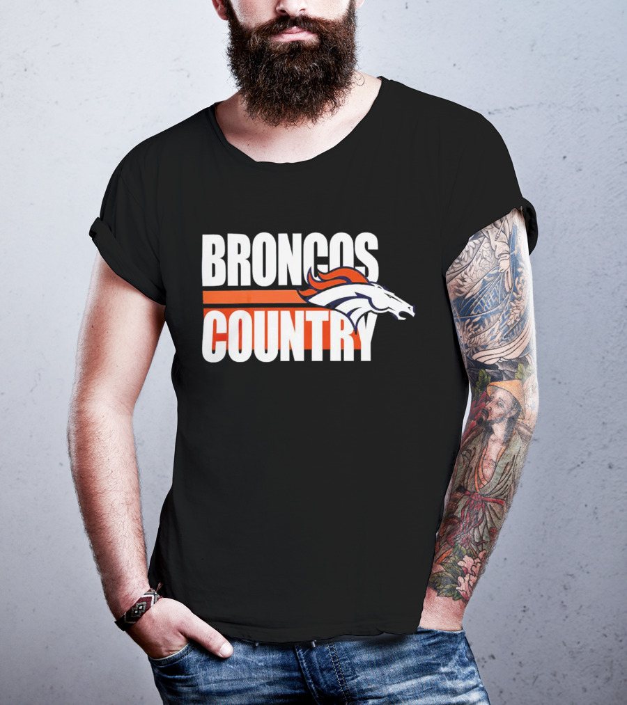 Denver Broncos Country Logo Blitz Essential T-Shirt