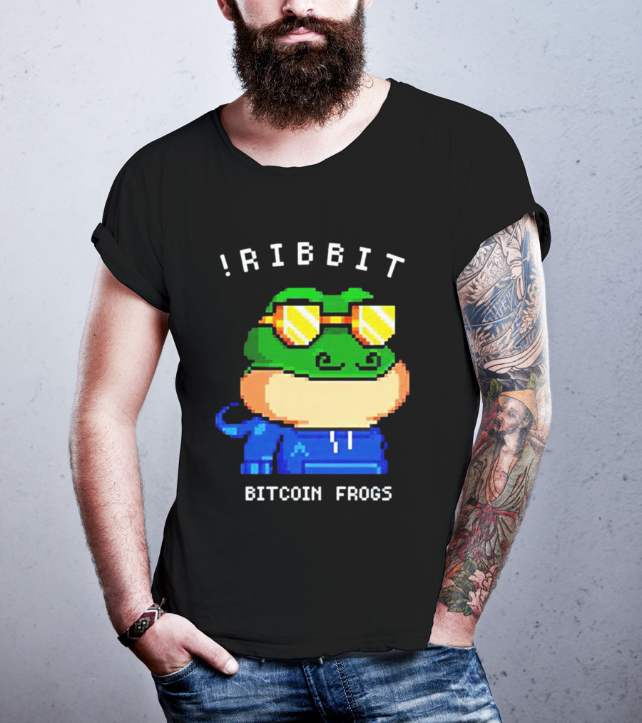 Ribbit Bitcoin Frogs Pixel Art Frog With Sunglasses T-Shirt