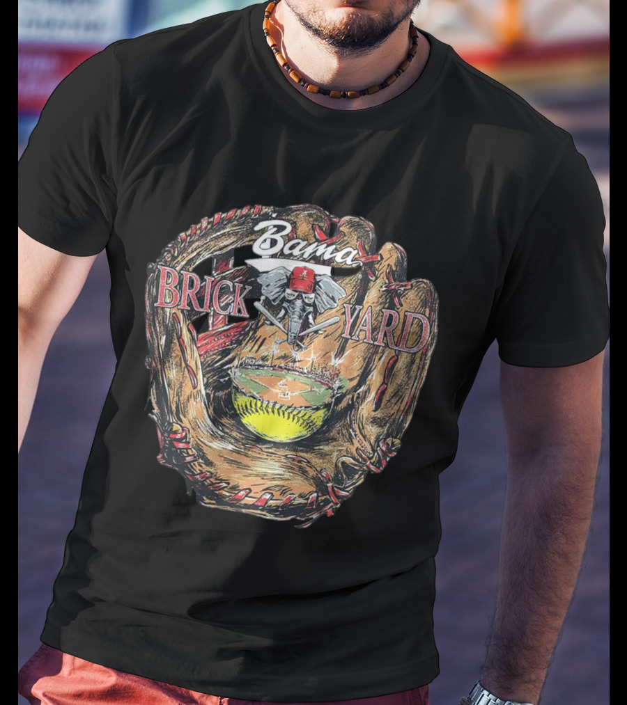Bama Brick Yard Baseball Elephant Glove Stadium T-Shirt