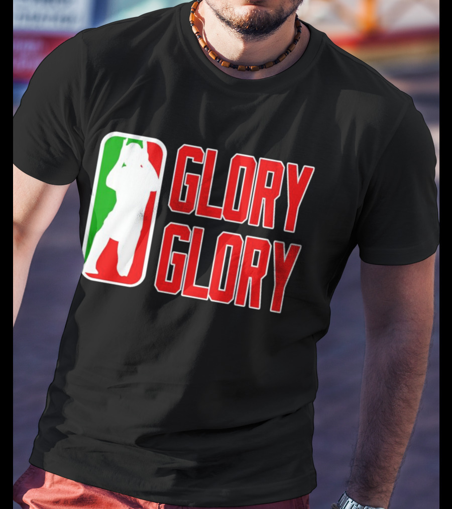 GLORY GLORY Soccer Trophy Celebration Silhouette Mexican Flag Colors T-Shirt