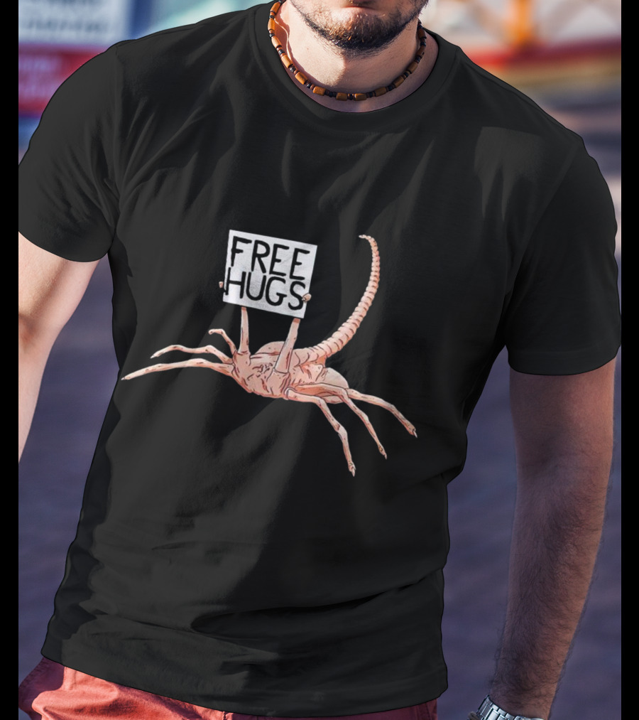 Free Hugs Alien Parody Facehugger Creature T-Shirt