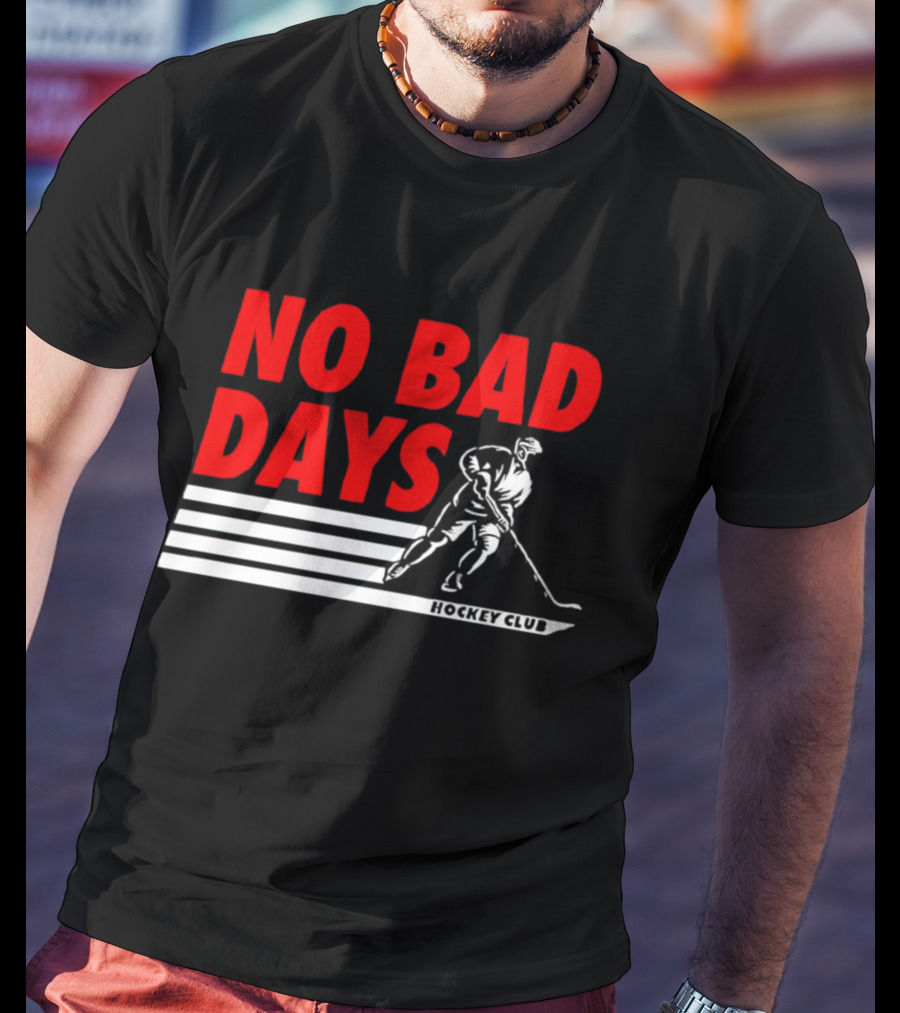 No Bad Days Hockey Club Skater Stripe Motif T-Shirt