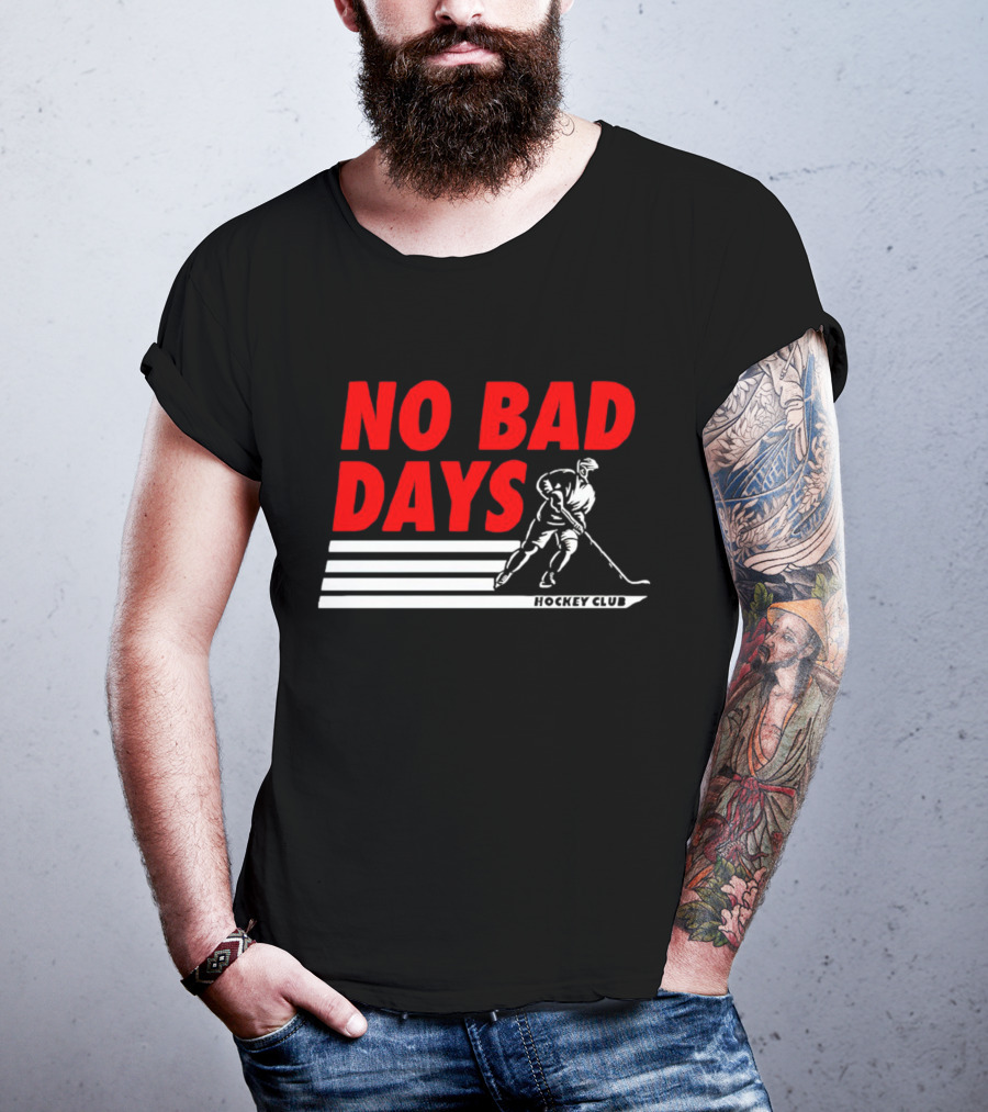 No Bad Days Hockey Club Skater Stripe Motif T-Shirt