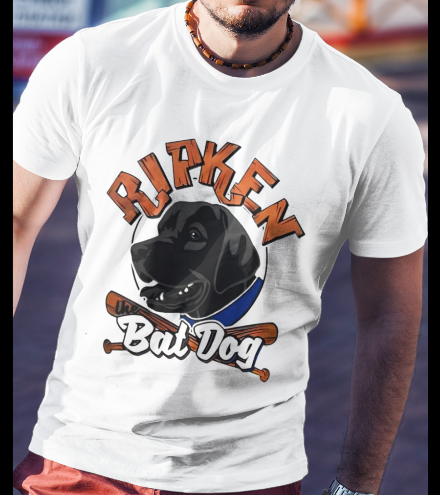 Ripken Bat Dog Baseball Themed Canine Mascot T-Shirt