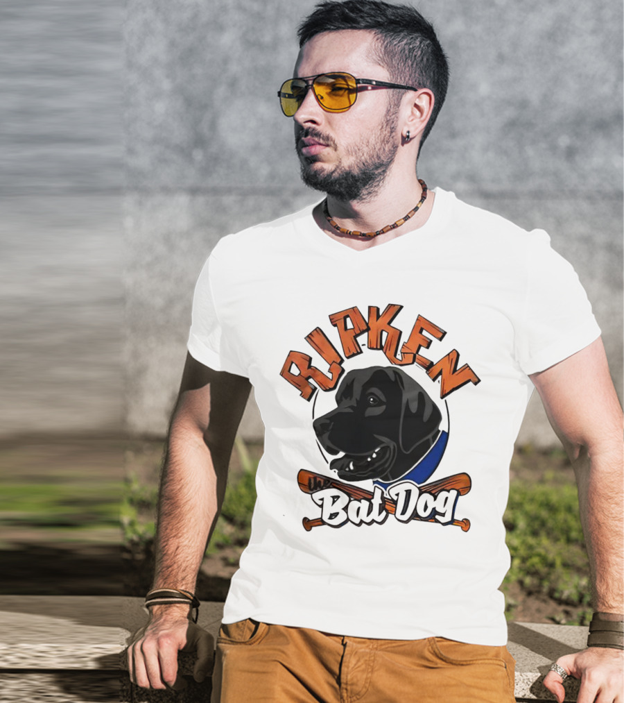 Ripken Bat Dog Baseball Themed Canine Mascot T-Shirt