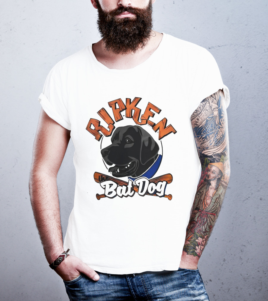 Ripken Bat Dog Baseball Themed Canine Mascot T-Shirt