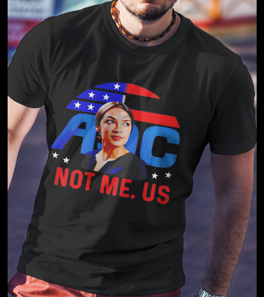 AOC Not Me Us American Flag Motif T-Shirt
