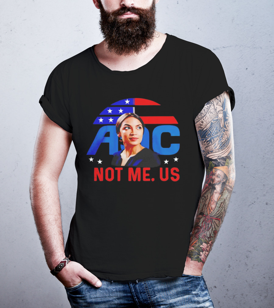 AOC Not Me Us American Flag Motif T-Shirt