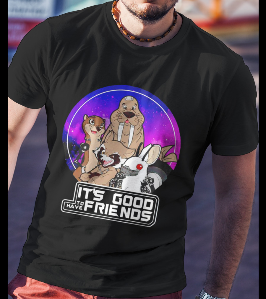 It's Good To Have Friends Rocket Rabbit Space Circle T-Shirt