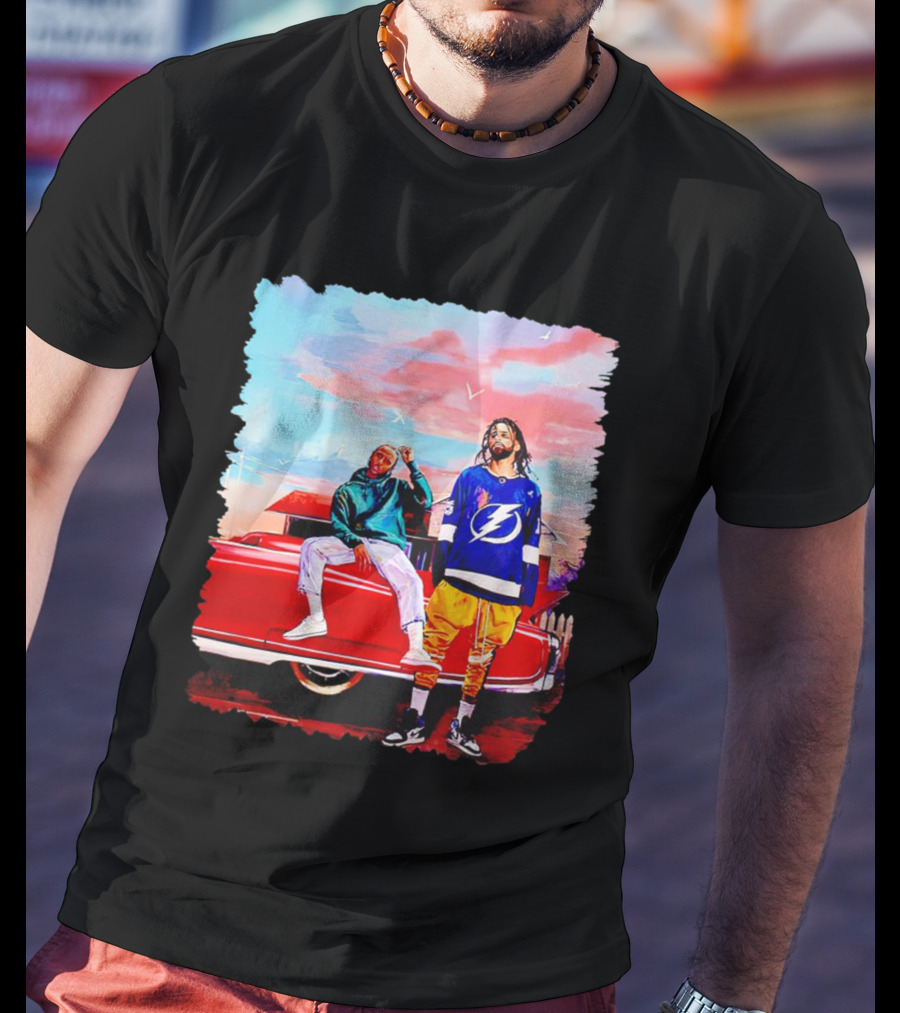 J Cole And Kendrick Lamar Concert With Retro Car And Tampa Bay Lightning Jersey T-Shirt