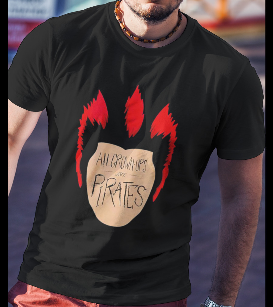All Grown Ups Are Pirates Red Hair Patch T-Shirt