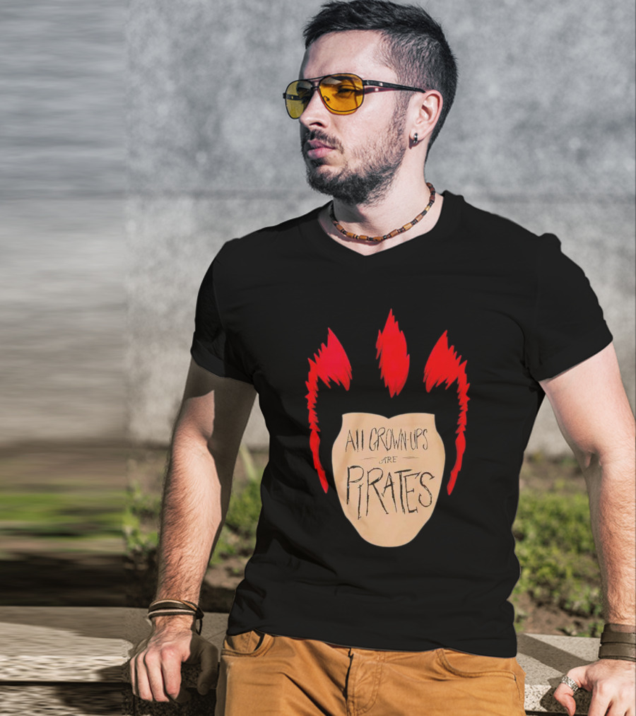 All Grown Ups Are Pirates Red Hair Patch T-Shirt