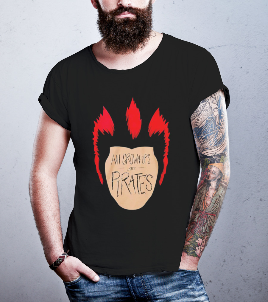 All Grown Ups Are Pirates Red Hair Patch T-Shirt