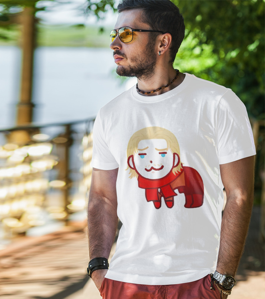 Ocelot Creature Blonde Character In Red Scarf And Outift T-Shirt