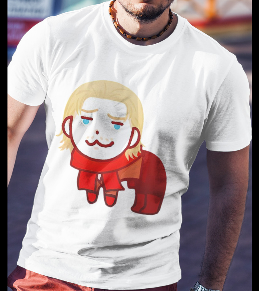 Ocelot Creature Blonde Character In Red Scarf And Outift T-Shirt