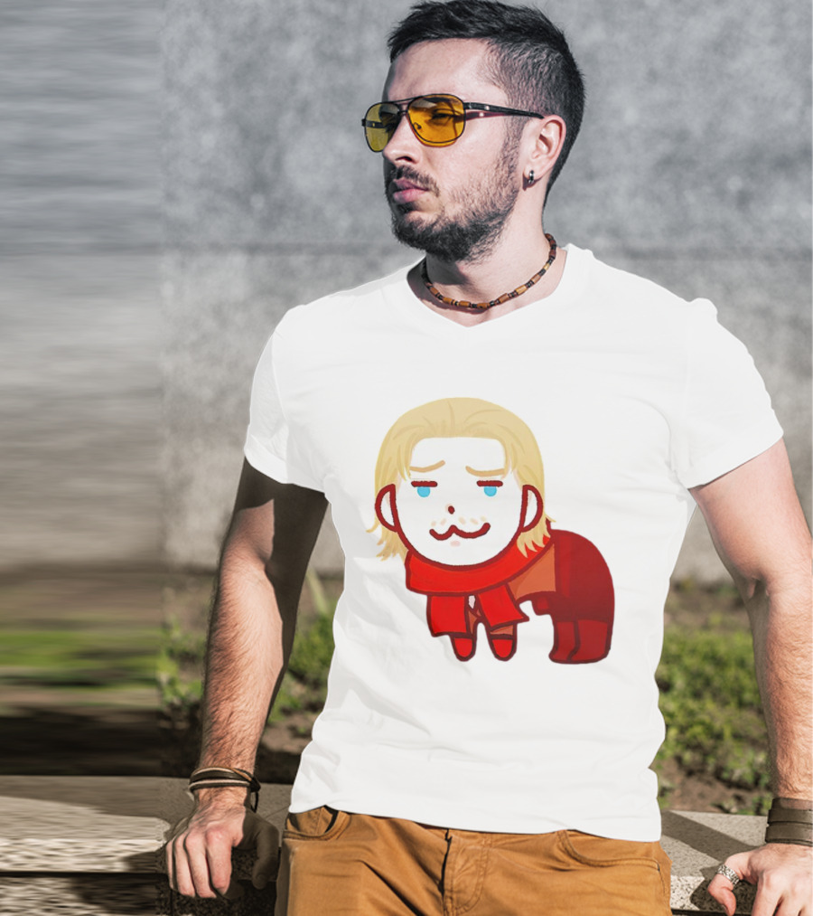 Ocelot Creature Blonde Character In Red Scarf And Outift T-Shirt