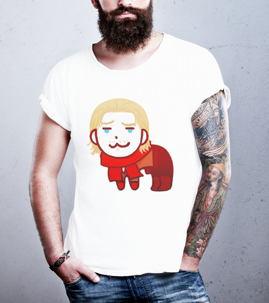 Ocelot Creature Blonde Character In Red Scarf And Outift T-Shirt
