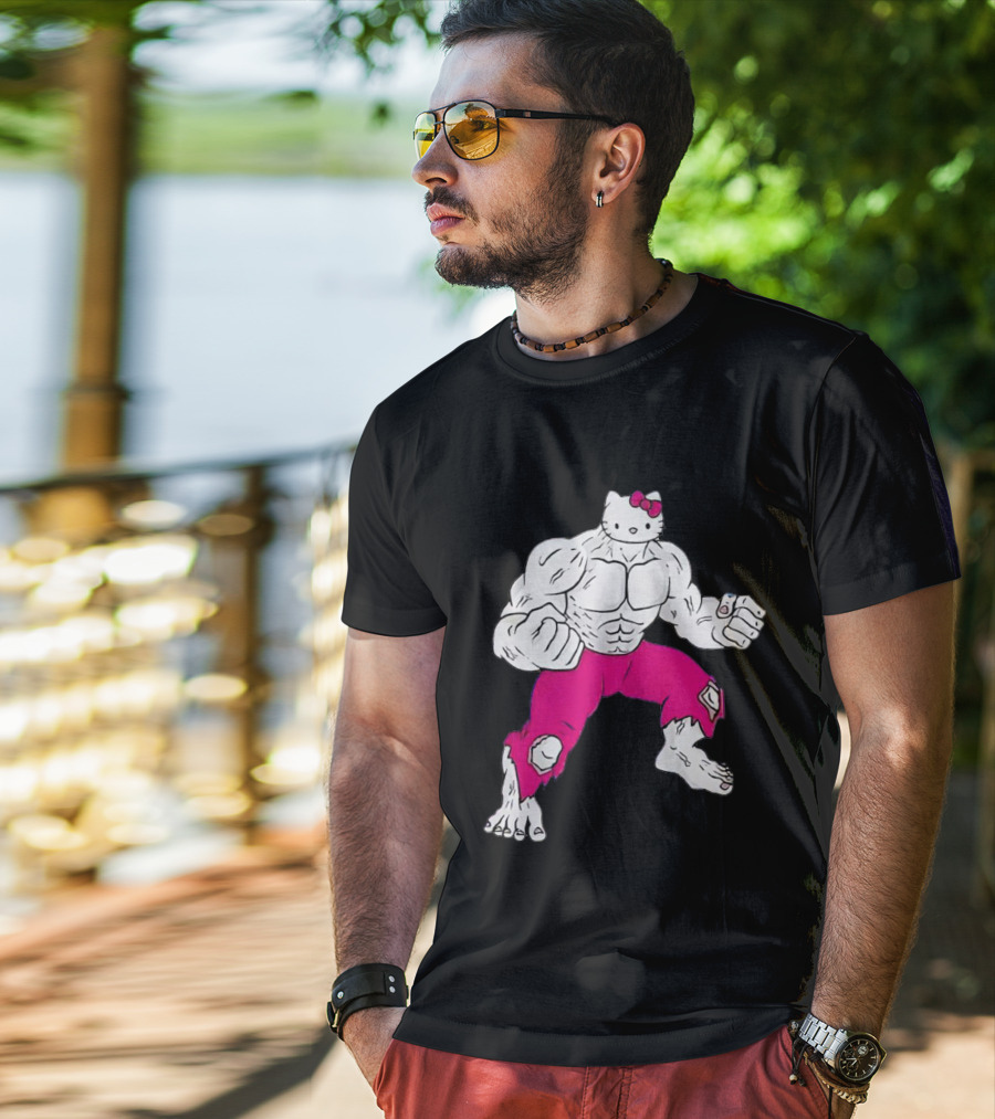 Hello Kitty Meets Hulk Crossover Mashup T-Shirt