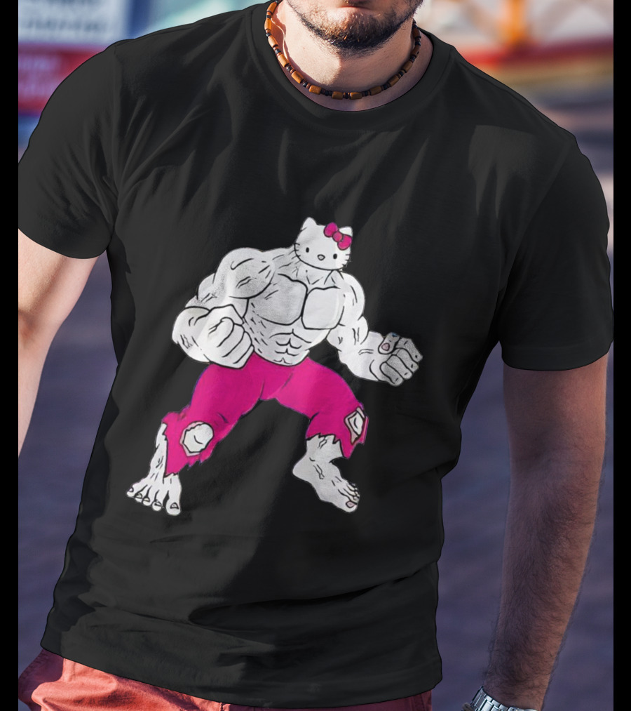 Hello Kitty Meets Hulk Crossover Mashup T-Shirt