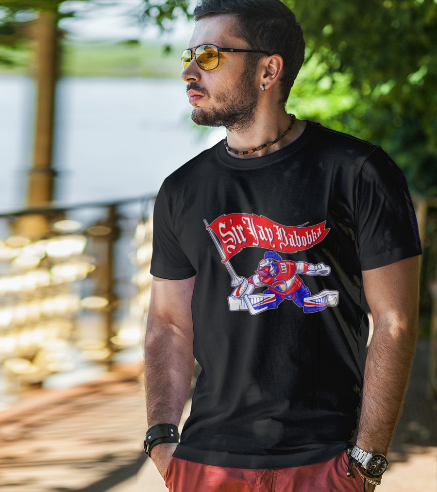 Sir Jay Babobka Hockey Knight With Red Banner T-Shirt