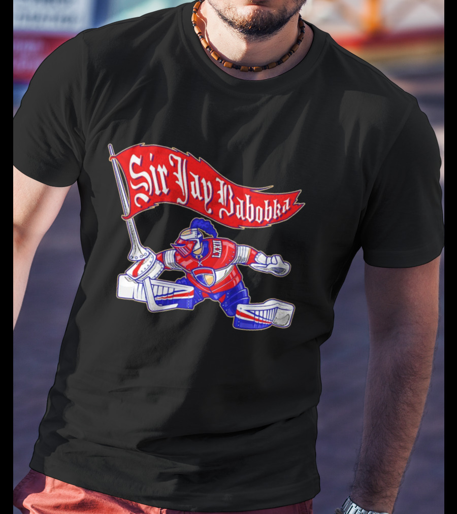 Sir Jay Babobka Hockey Knight With Red Banner T-Shirt