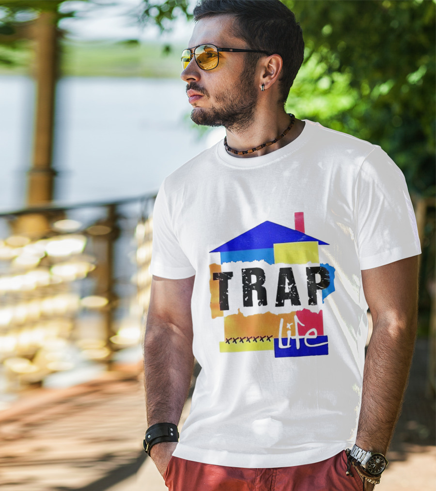 TRAP Life House Design Multicolored Blocks And X Marks T-Shirt