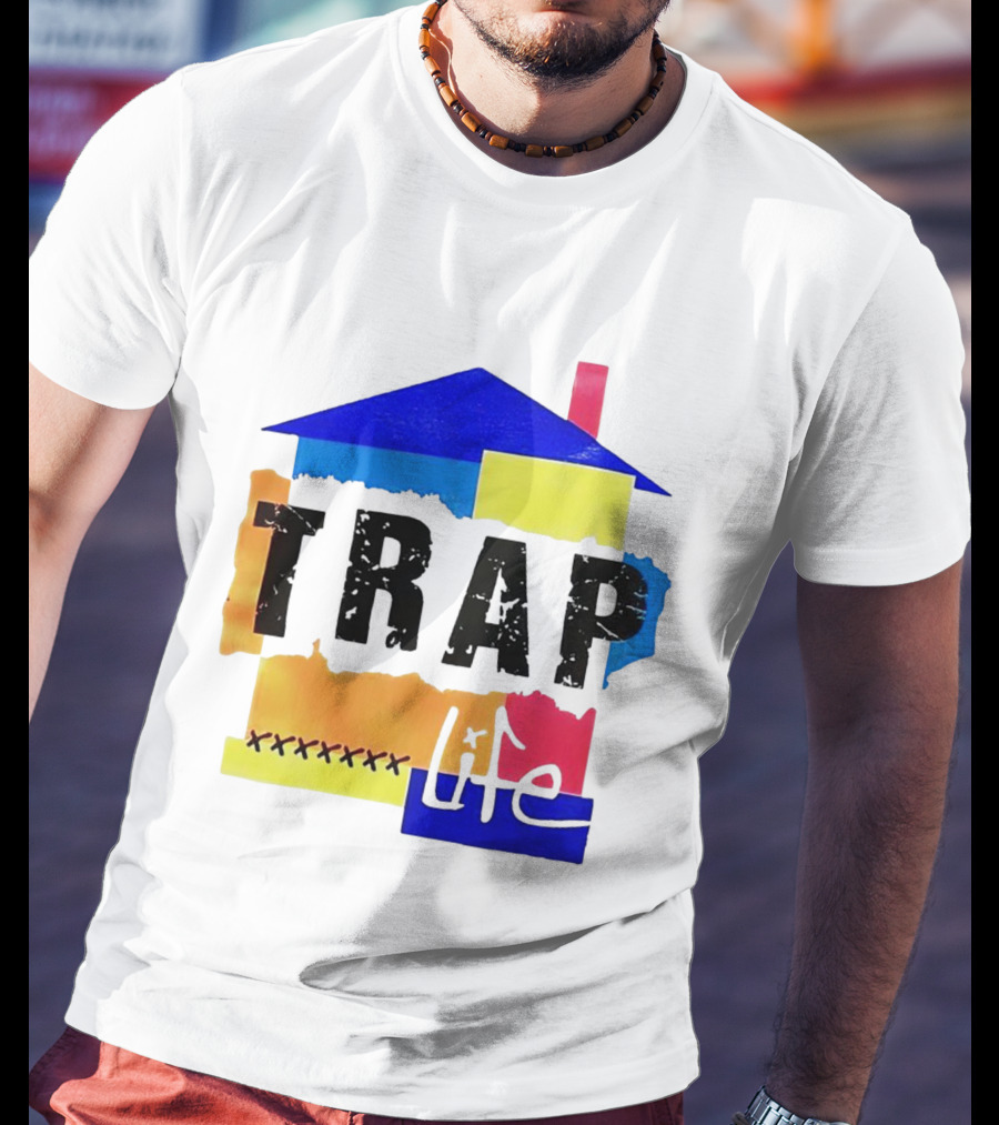 TRAP Life House Design Multicolored Blocks And X Marks T-Shirt