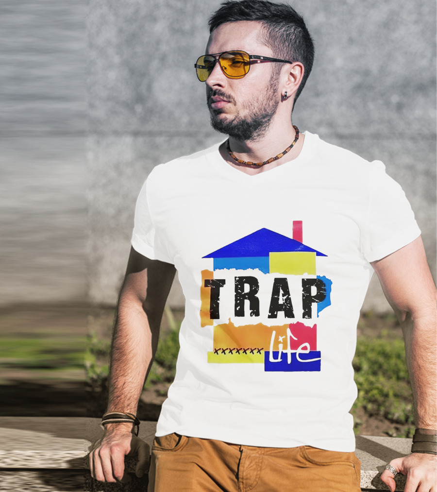 TRAP Life House Design Multicolored Blocks And X Marks T-Shirt