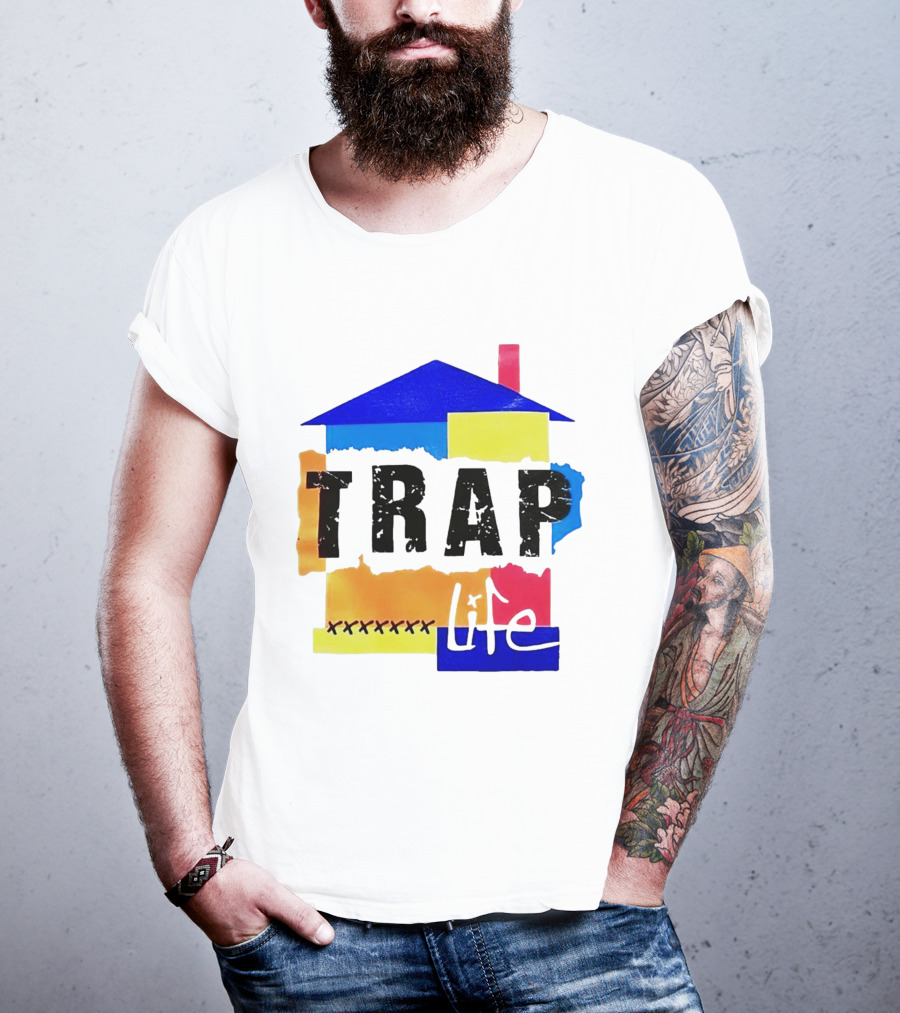 TRAP Life House Design Multicolored Blocks And X Marks T-Shirt