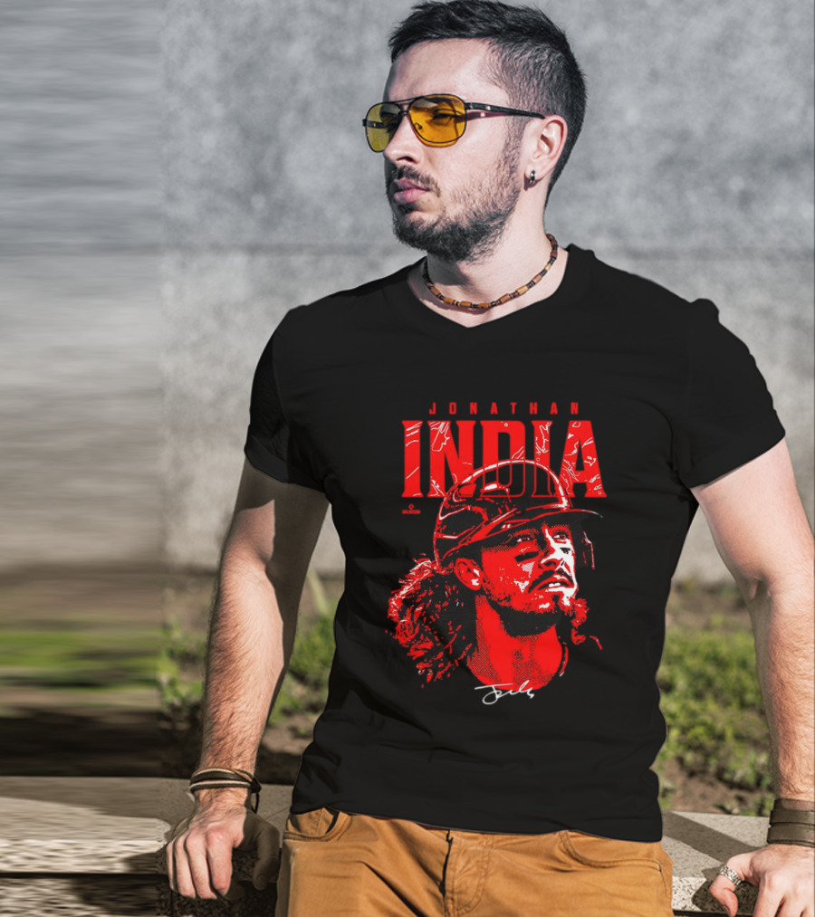 Jonathan India Cincinnati Reds Signature Face T-Shirt