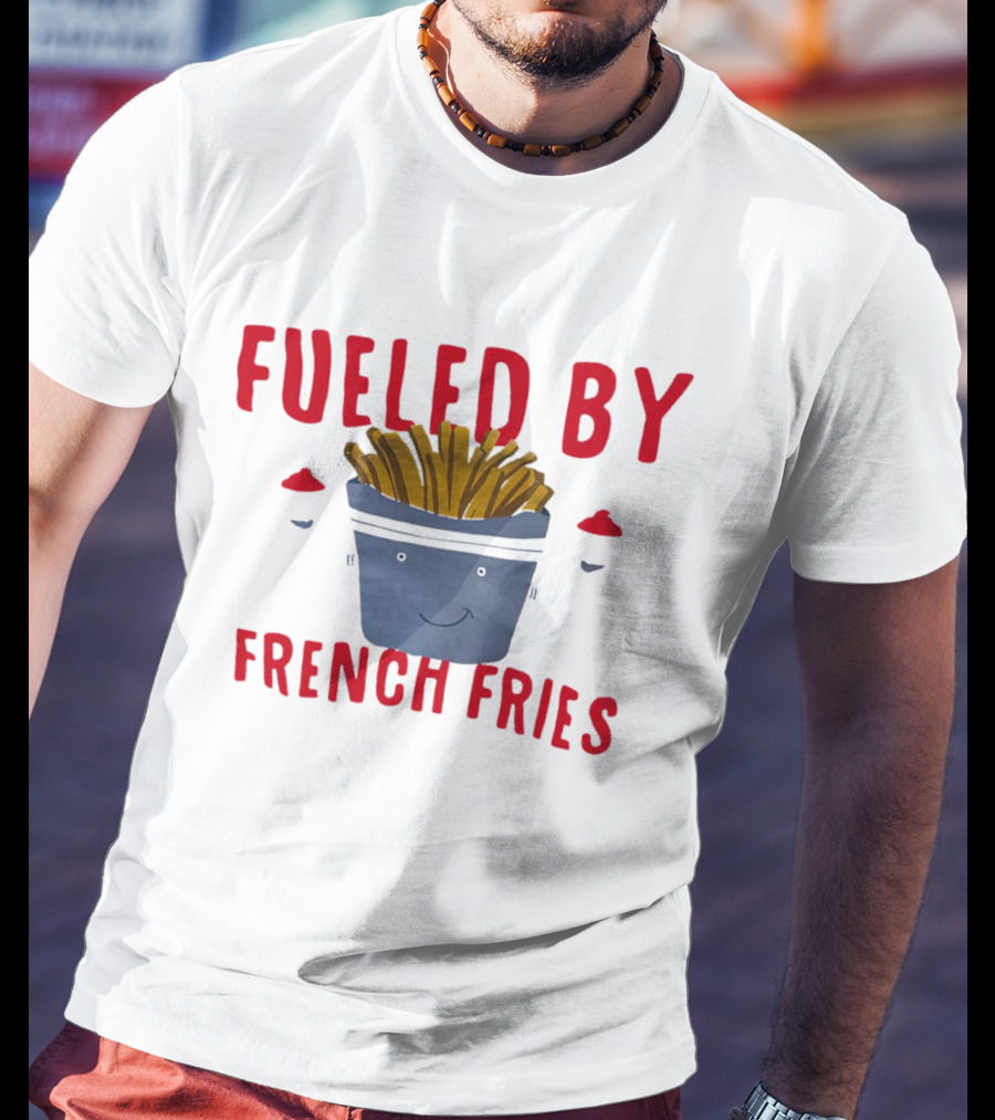 Fueled By French Fries Smiling Cartoon Face With Ketchup Cups T-Shirt