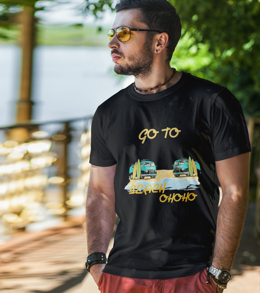 Go To Beach Ohoho Classic Retro Surf Vans And Surfboards T-Shirt
