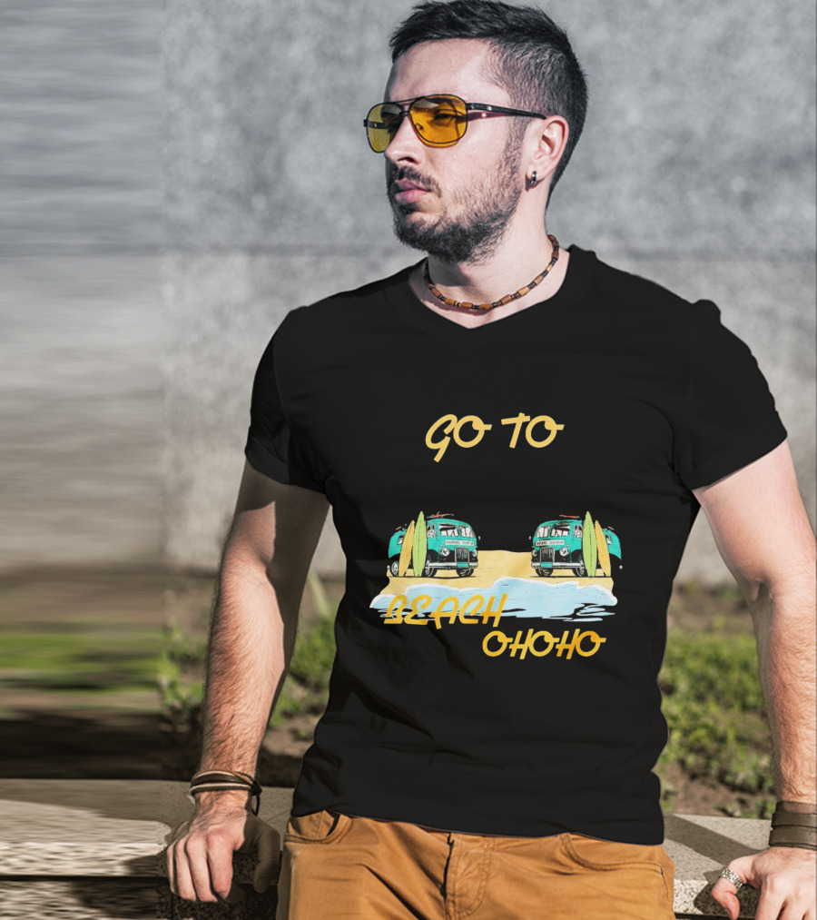 Go To Beach Ohoho Classic Retro Surf Vans And Surfboards T-Shirt