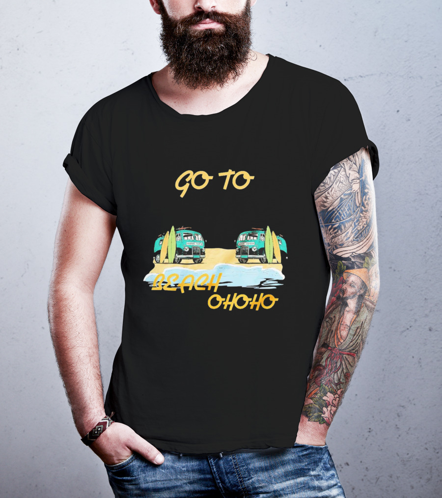 Go To Beach Ohoho Classic Retro Surf Vans And Surfboards T-Shirt