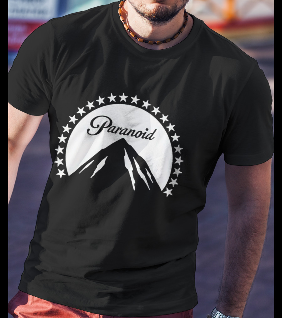 Paramount Paranoid Logo Parody Stars Mountain T-Shirt
