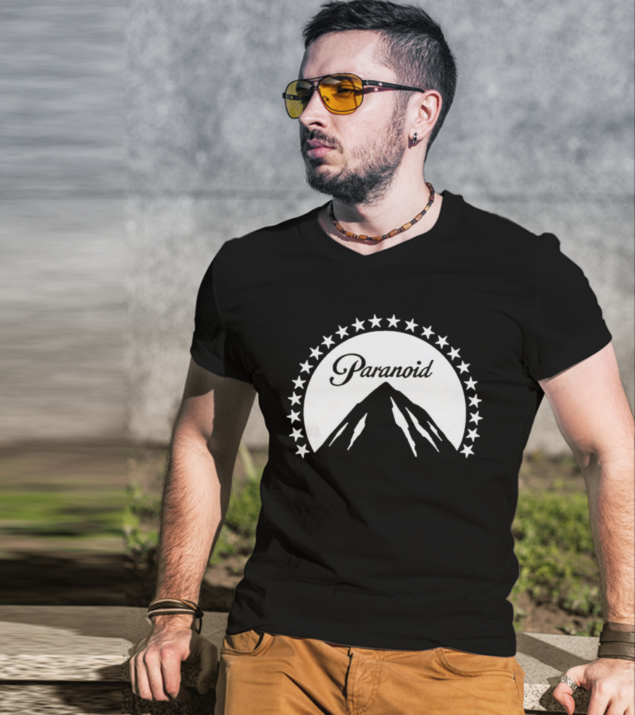 Paramount Paranoid Logo Parody Stars Mountain T-Shirt