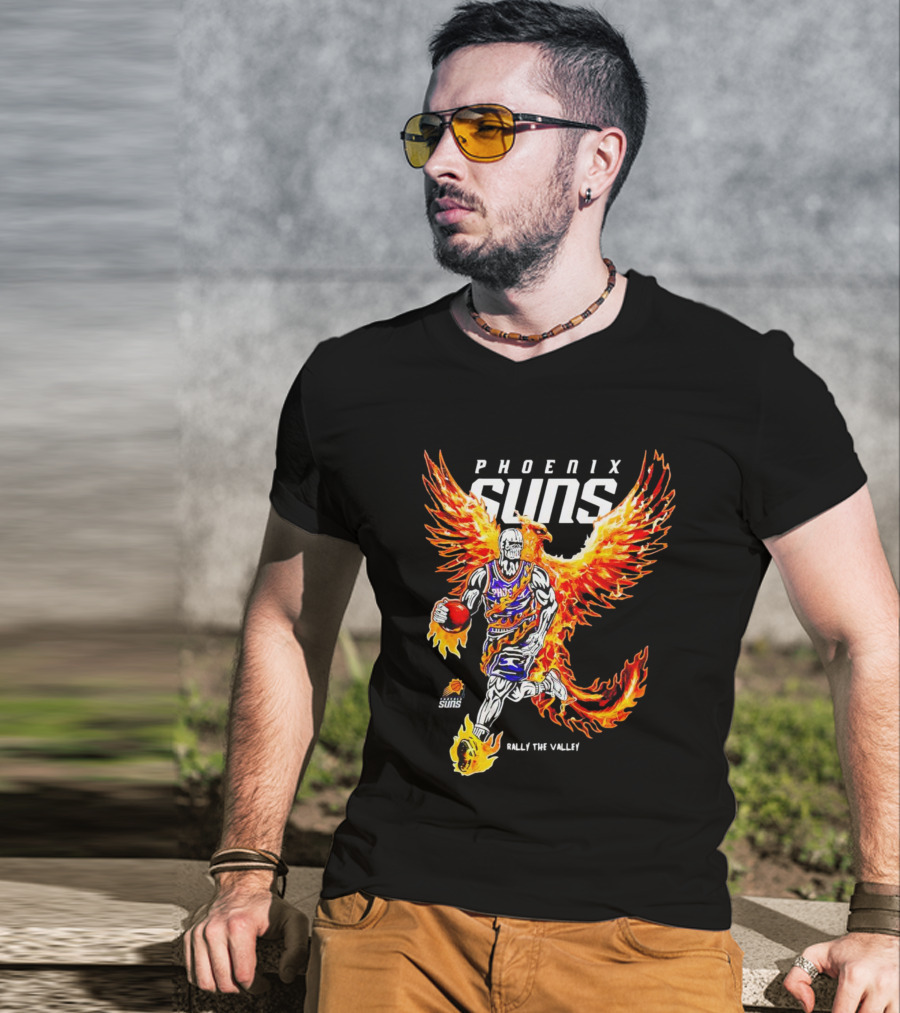 Phoenix Suns Flaming Basketball Phoenix Rally The Valley T-Shirt