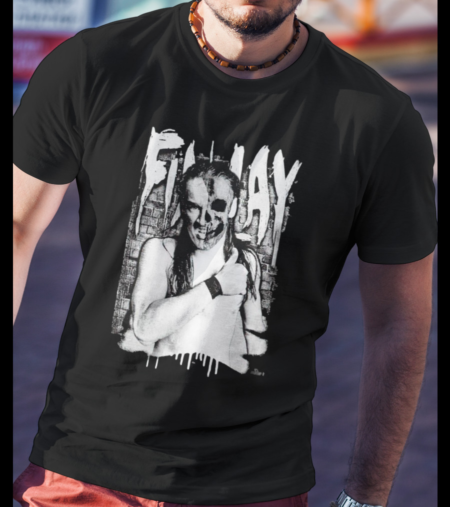 Skull Face Finlay Grunge Style Brick Wall Background T-Shirt