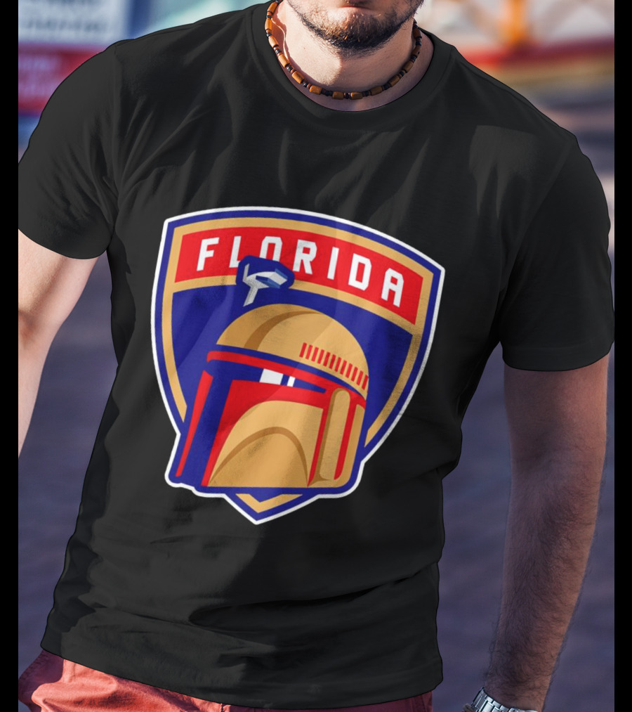 Florida Panthers Boba Fett Helmet Star Wars Collaboration T-Shirt
